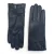 Zwarte Italiaanse leren winterhandschoenen met zachte wollen voering en knoopsluiting voor dames