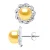 Stud Earrings FLOWER Zoet Water Beads Buttons 8-9mm Golden Silver 925 Jewelry