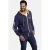 Jan Vanderstorm sweatvest RODERICH Plus Size met contrastbies donkerblauw