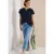 Cecil Dames Blouse met overhangende schouders in seersucker kwaliteit in Blauw