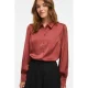 VILA satijnen rechtvallende blouse – roodbruin