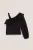 WE Fashion – Meisjes off-shoulder top met structuur – Regular fit – Zwart – Katoen –