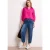 Street One Dames Blouse met gespleten hals van linnenmix in Pink