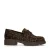 Manfield leren loafers met ponyhair donkerbruin/zwart