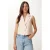 Mouwloze Linnen Schalencollar Cropped Vest
