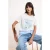 TRENDYOLMİLLA Dames Ecru Bloemen Kort Regular fit T-shirts