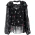 Maje Letra top met ruches en bloemenprint in zwart polyester
