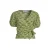 Anytime crinkle overslagtop met pofmouwen groen/crème
