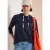 Cecil Dames Shirt met 3/4-mouwen, capuchon en printdetails in Blauw