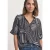 Street One Dames Blouse met korte mouwen, split in de hals en print in Blauw