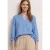 Street One Dames 3/4-mouwen blouse van linnenmix met gespleten hals in Blauw