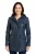 Dames blauwe leren parka met capuchon – Cairns