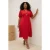 Trendyol Curve Dames Rood Effen Midi Kort Stijlvol/Avond Skater Grote maten Jurk