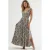 Paisley Print Maxi Jurk met Vierkante Kraag