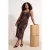 Trendyol Curve Dames Bruin Bloemen Maxi Mouwloos Recht Grote maten Jurk
