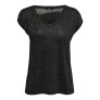 Dames-T-shirt Only Silvery manches courtes col V lurex