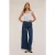 Motivi Wide Leg Jeans In Linen Blend Blue