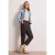 Street One Dames Slim Legs linnen broek met gesp in Bruin