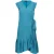 Blauwgroene Mouwloze Wikkeljurk met Ruches in Viscose Poplin