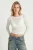 Geribde Crew Neck Lange Mouw Korte Top
