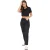Be You Dames/Dames Effen Geribd Regular Crop T-shirt (Zwart)