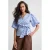 Ruby polkadot overslag top met pofmouwen blauw/bruin