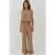 Linnenlook Blouse & Elastische Taille Broek Twee-delige Coördinatie Set