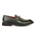 Justin Reess herenschoenen groene leren visgraat-tweed loafer schoenen – Tristian