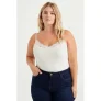 WE Fashion Curve singlet met kant offwhite