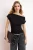 TRENDYOLMİLLA Dames Zwart Effen Mouwloos Getailleerd Blouses