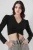 Gestructureerde V-hals Cropped Top met Rimpeldetail
