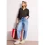 Street One Dames Shirt met 3/4-mouwen, split neck en knopen in Bruin