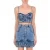 Moschino Recycled Denim Crop Top With Fringes Blue