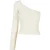 Urban Classics Ladies Short Rib Knit One Sleeve Sweater Whitesand