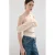 Mango cropped top beige rib gebreid