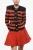 Tweekleurige gestreepte cardigan met logoknopen in Nero, Rosso