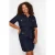 Trendyol Curve Dames Donkerblauw Effen Kort / Mini Kort Casual Blousejurk Grote maten Jurk