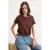 TRENDYOLMİLLA Dames Bruin Colorblock Kort Regular fit T-shirts
