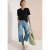 Cecil Dames Blouse met korte mouwen, gespleten hals en linten in Blauw