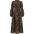 Smashed Lemon Chiffon dierenprint jurk met pofmouwen en v-hals in camel en bruin |