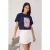 TRENDYOLMİLLA Dames Donkerblauw Grafisch Kort Relaxed fit T-shirts