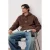 TRENDYOL MAN Heren Bruin Dierenprint Lang Oversized Sweatshirts