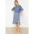TRENDYOLMİLLA Dames Blauw Bloemen Midi A-lijn Skater Rokken