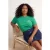 Trendyol Curve Dames Groen Rugprint Kort Relaxed fit Grote maten T-shirts
