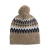 WE Fashion muts met wol, pompons en print – beige/donkerblauw/wit