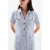 Caroll linnen gestreepte blousejurk medium blue denim