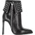 Saint Laurent Paris Vouw Over Studded Enkellaarsjes in Zwart Leer