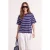 TRENDYOLMİLLA Dames Donkerblauw Gestreept Kort Oversized T-shirts