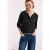 Street One Dames Shirt met 3/4-mouwen, split neck en knopen in Zwart