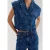 HARPER & YVE gebloemde gilet medium blue denim